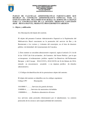 Pliego de clausulas administrativas bar