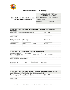 Alta, modificacin o anulacin de la domiciliacin ...