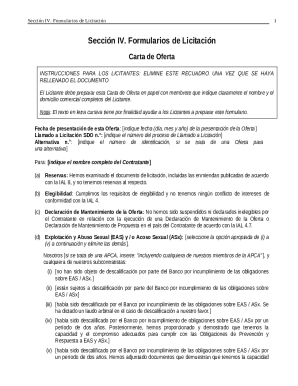 Formulario de garanta de mantenimiento de la oferta opcin 1