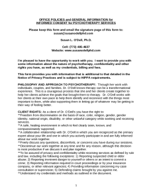 Informed Consent for Psychotherapy Services