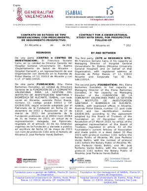 Contrato de estudio de tipo observacional con medicamento, de seguimiento prospectivo