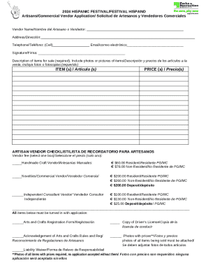 Hispanic heritage festival vendor form