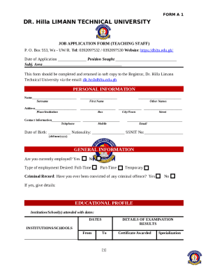 Job Application Form (teaching Staff)