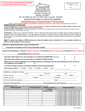 Solicitud para la lista de espera ... - chispa housing