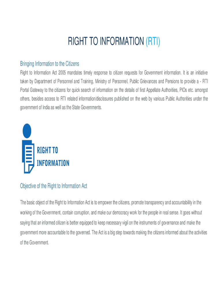 Fillable Online Right to Information Act 2005 – Empowering Citizens ...