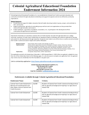 Colonial Agricultural Educational Foundation Endowment Information 2024