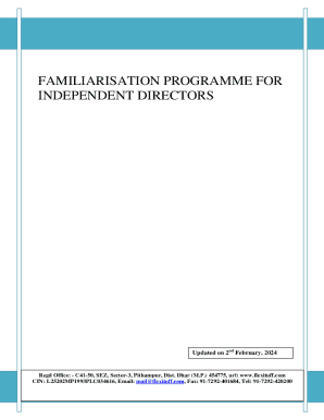 Fillable Online Familiarisation Programme for Independent Directors ...