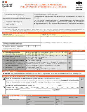 Déclaration relative au mois de revenus de capitaux mobiliers N° 10024*33
