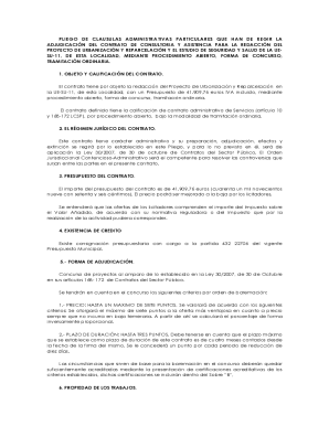 Pliego de clausulas contrato para la redaccin del proyecto de reparcelacin estudio de seguridad y salud de la ue-su-11.pages