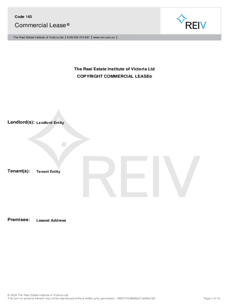 The REIV Commercial Lease Code 143 Pages Preview on Page 1