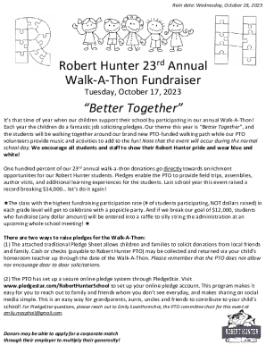 Robert hunter 22nd annual walk-a-thon fundraiser