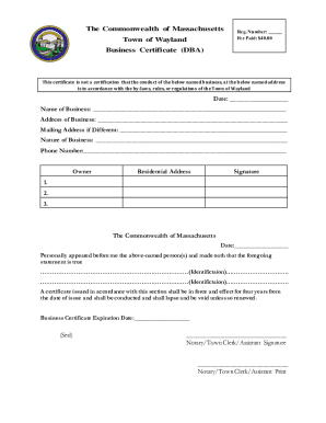 Business Certificate (dba)