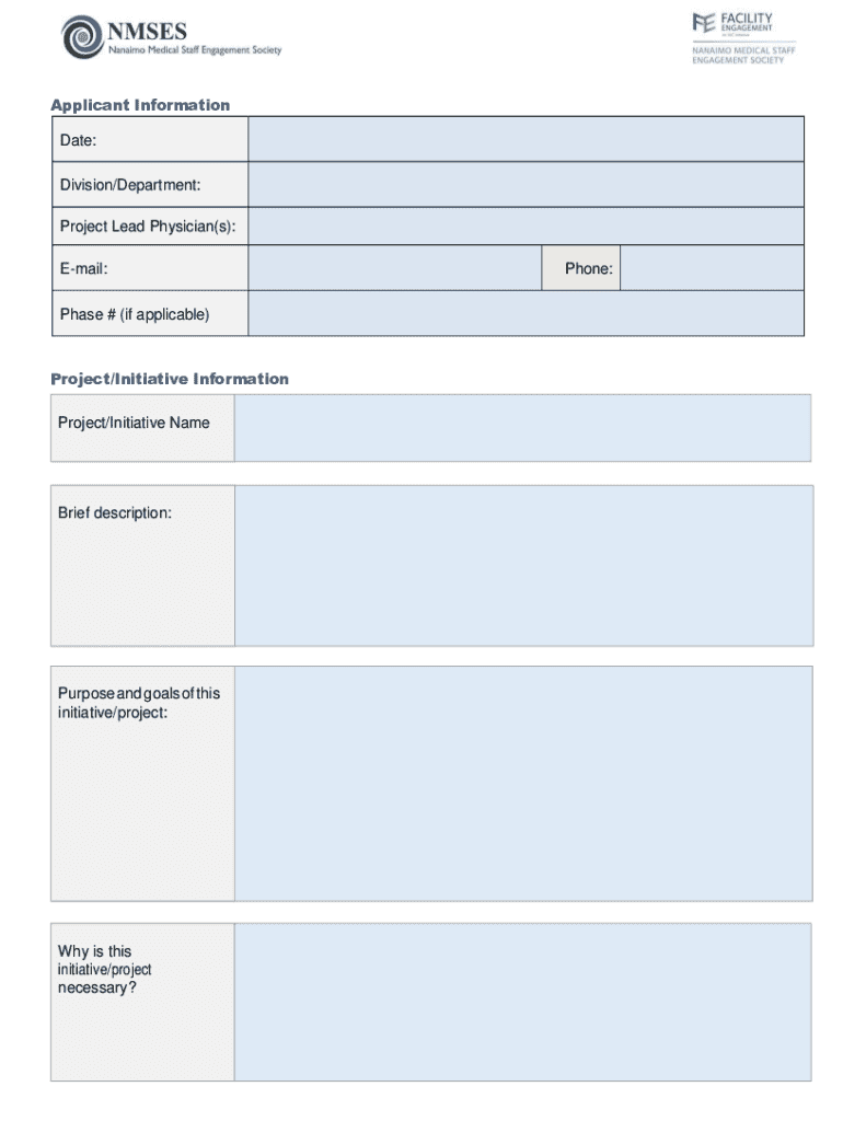 Fillable Online Nanaimo Medical Staff Engagement Society Project ...