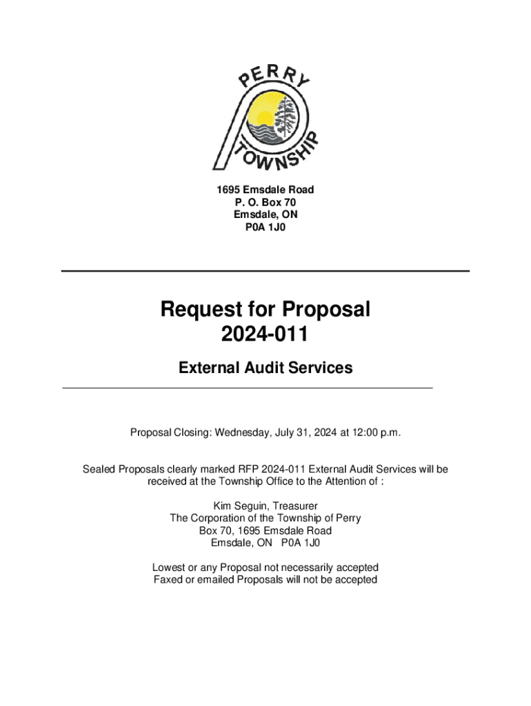 Fillable Online Rfp 2024-011 for External Audit Services - Township of ...