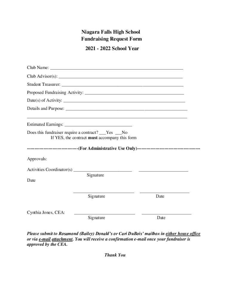 Fillable Online Fundraising Request Form - Niagara Falls Preview on Page 1