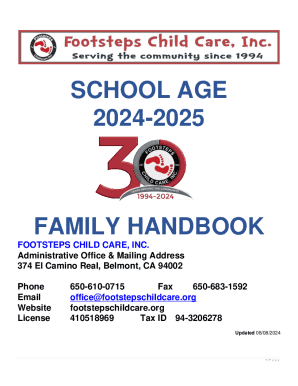 SCHOOL AGE PROGRAMS FAMILY HANDBOOK