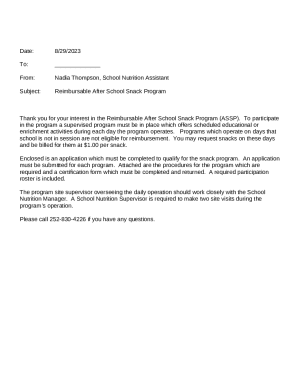 From:Nadia Thompson, School Nutrition Assistant