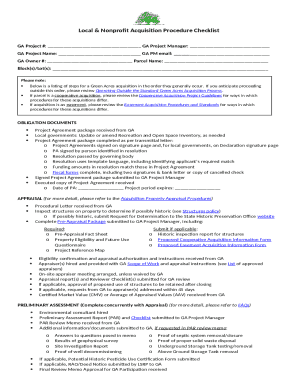Local &amp; Nonprofit Acquisition Procedure Checklist