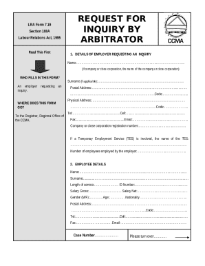 INQUIRY BY ARBITRATOR