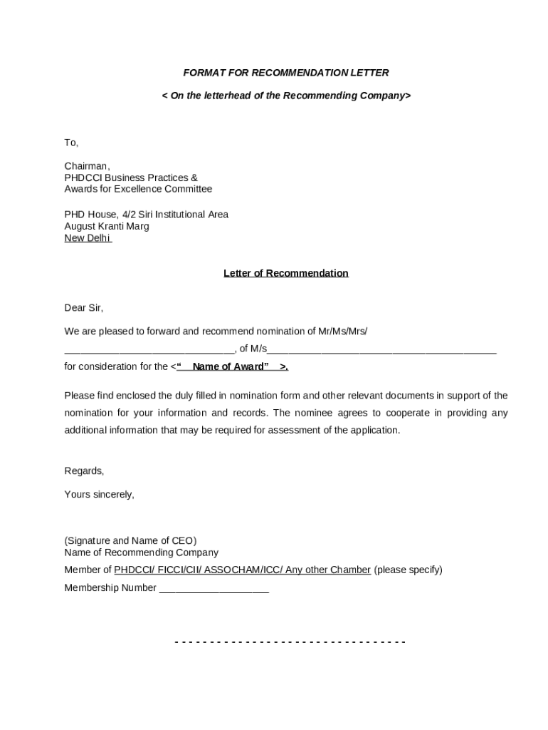 Guidelines for Issuance of Recommendation Letters for Visa Doc Template ...