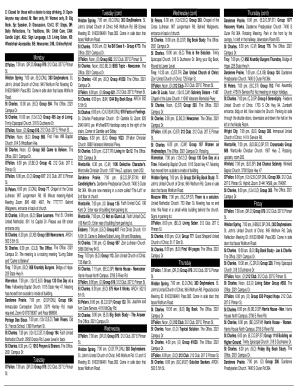 Monday Tuesday Tuesday (cont) Wednesday Wednesday ...