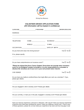 chaperone/volunteer driver application