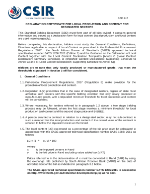 Fillable Online sbd 6.2: - declaration certificate for local Fax ...