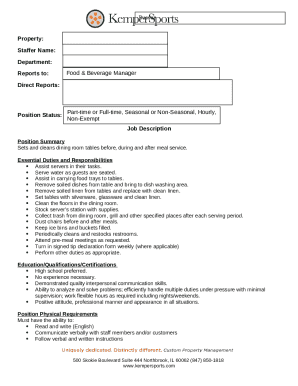 LUNCH FOOD SERVER Reports to: Food Service Coordinator ...