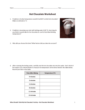 Hot Chocolate Worksheet Answer Key