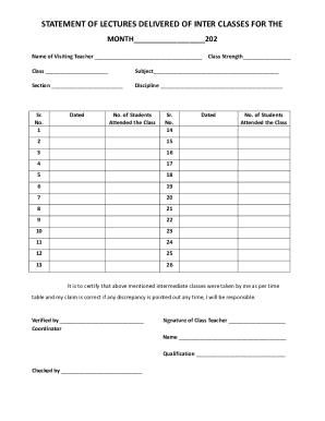 STATEMENT OF LECTURES DELIVERED OF INTER CLASSES ...