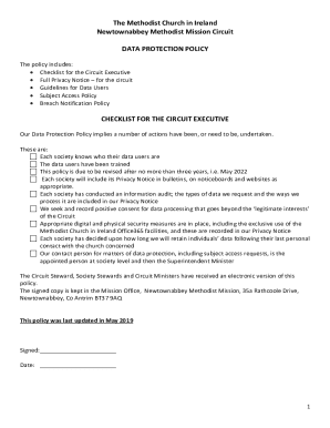 Data Protection Annual Checklist and Guidance