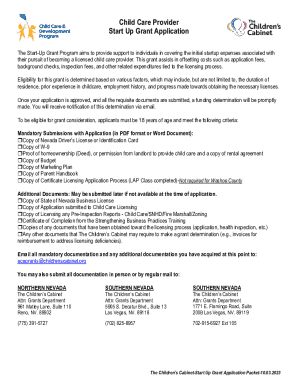 Start Up Grant Application