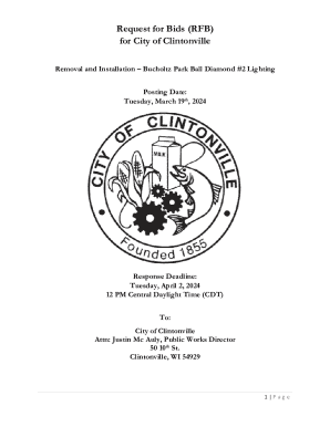 Request for Bids (RFB) for City of Clintonville