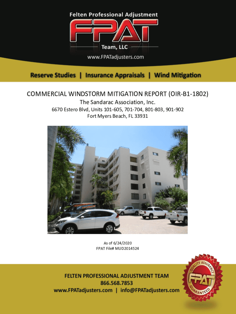Fillable Online OIR Wind Mitigation Report - The Sandarac, Building A ...