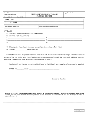 Appellee's Designation of Clerks Record