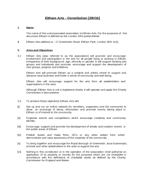 Eltham Arts - Constitution 2/6/16