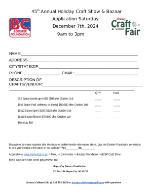 44th Annual Holiday Craft Show &amp; Bazaar Application ...