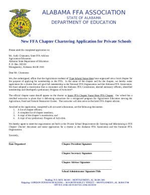 New FFA Chapter Chartering Application for Public Schools