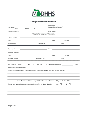 Page 1 of 3 County Board Member Application