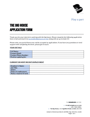 Download application form - Big House Theatre
