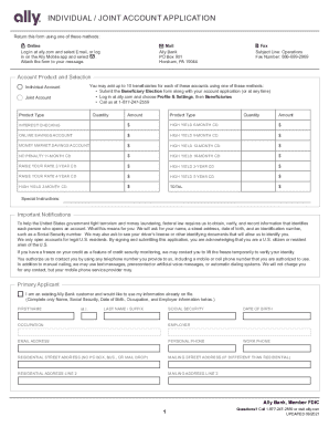Individual / Joint Account Application - Ally