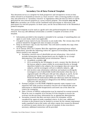 NIH Protocol Template for Secondary Research. ...