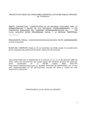 Proyecto de pliego de condiciones definitivo licitacin pblica