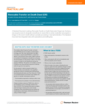 Revocable Transfer on Death Deed (OR) - Practical Law