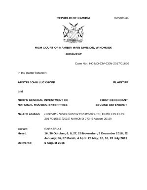 Luckhoff v Nico's General Investment CC (HC- ...