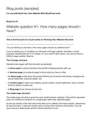 Blog posts (samples) Website question #1: How many pages ...