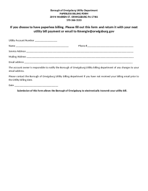 Go Paperless! Billing Form