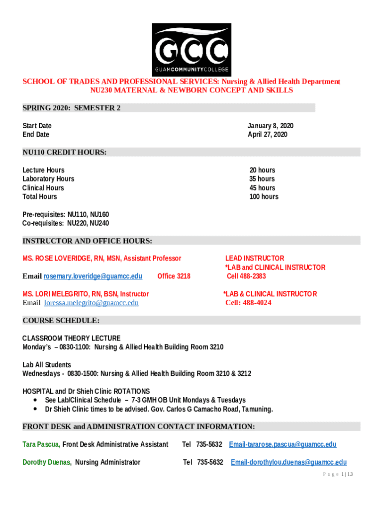 School of Nursing Catalog for Prospective Students ifs guamcc Doc