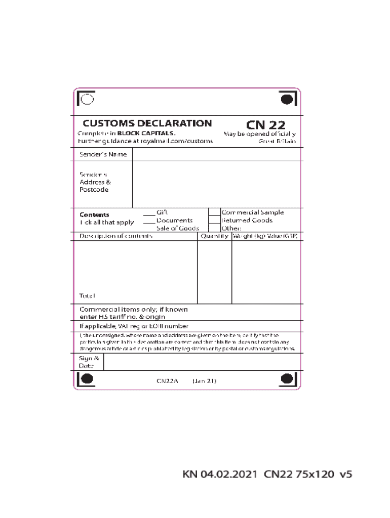 2021 2026 Form UK Royal Mail CN 22 Blank Fillable Template Fill Out 2021 2026 Form UK Royal Mail CN 22 Blank Fillable Template Fill Out