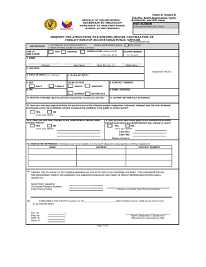 Fidelity Bond Application Form